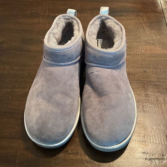 UGG CLASSIC ULTRA MINI SHINE Gray & silver boots size 9 - Picture 3 of 9